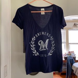 PINK Victoria’s Secret - size S - Miller Brewers Baseball V Neck Tee